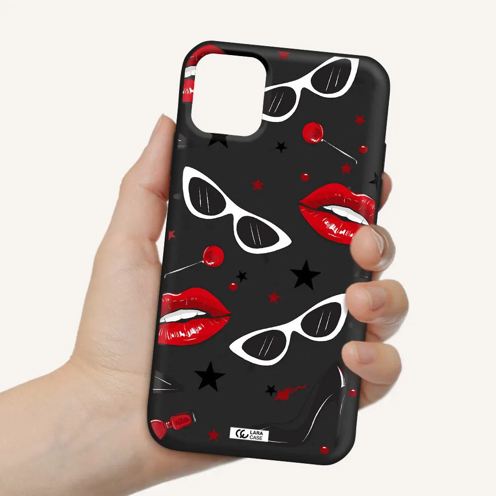 Red Lips Apple iPhone 11 Silicone black Case