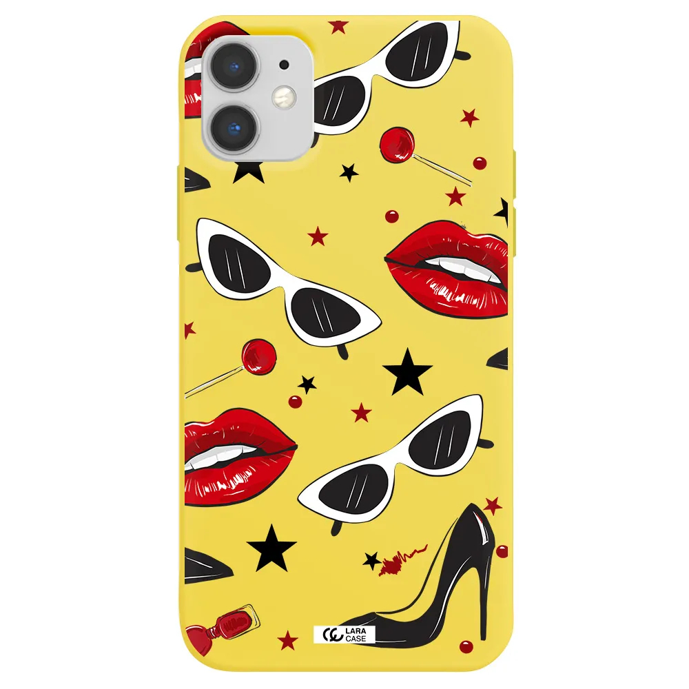 Red Lips Apple iPhone 11 Silicone canary yellow Case