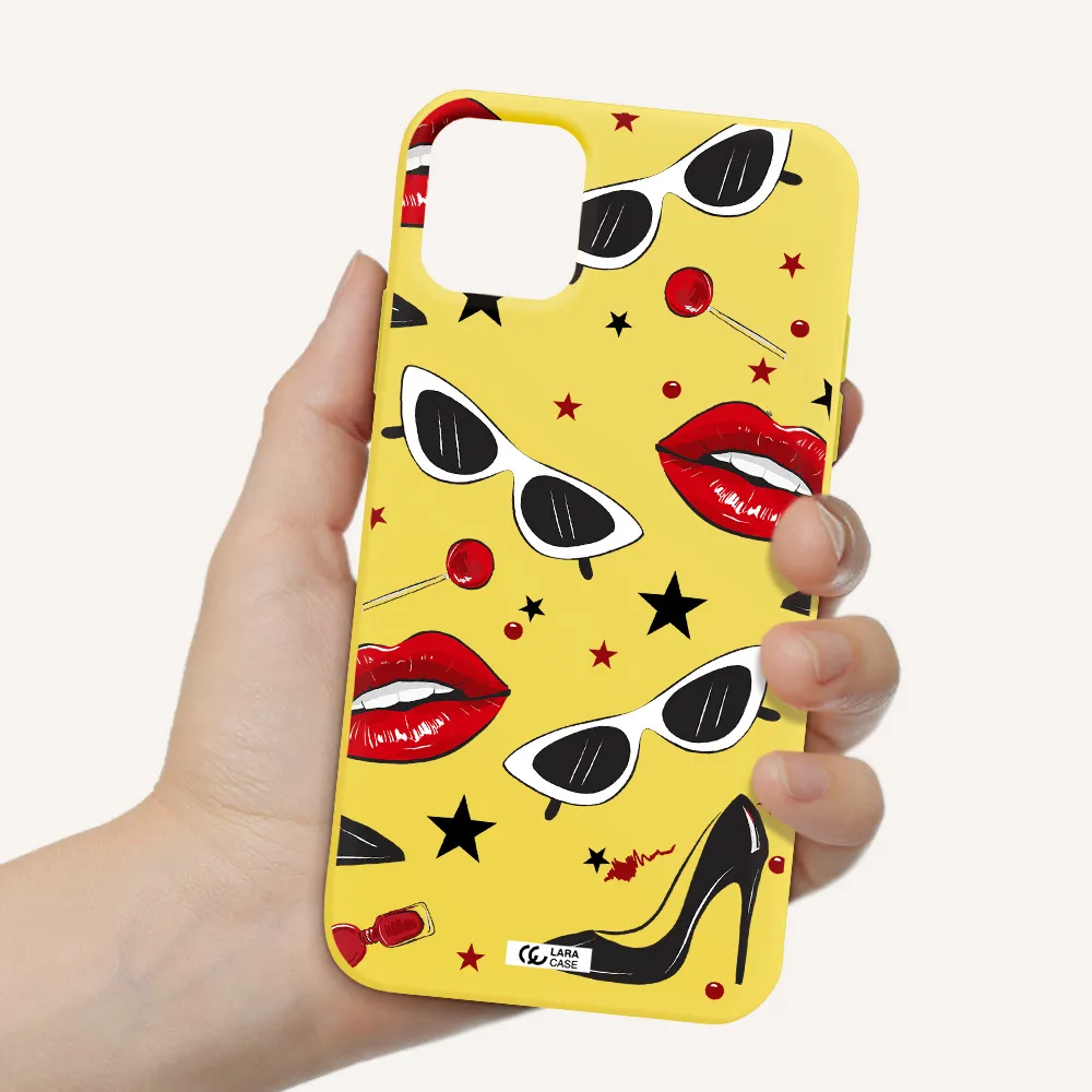 Red Lips Apple iPhone 11 Silicone canary yellow Case