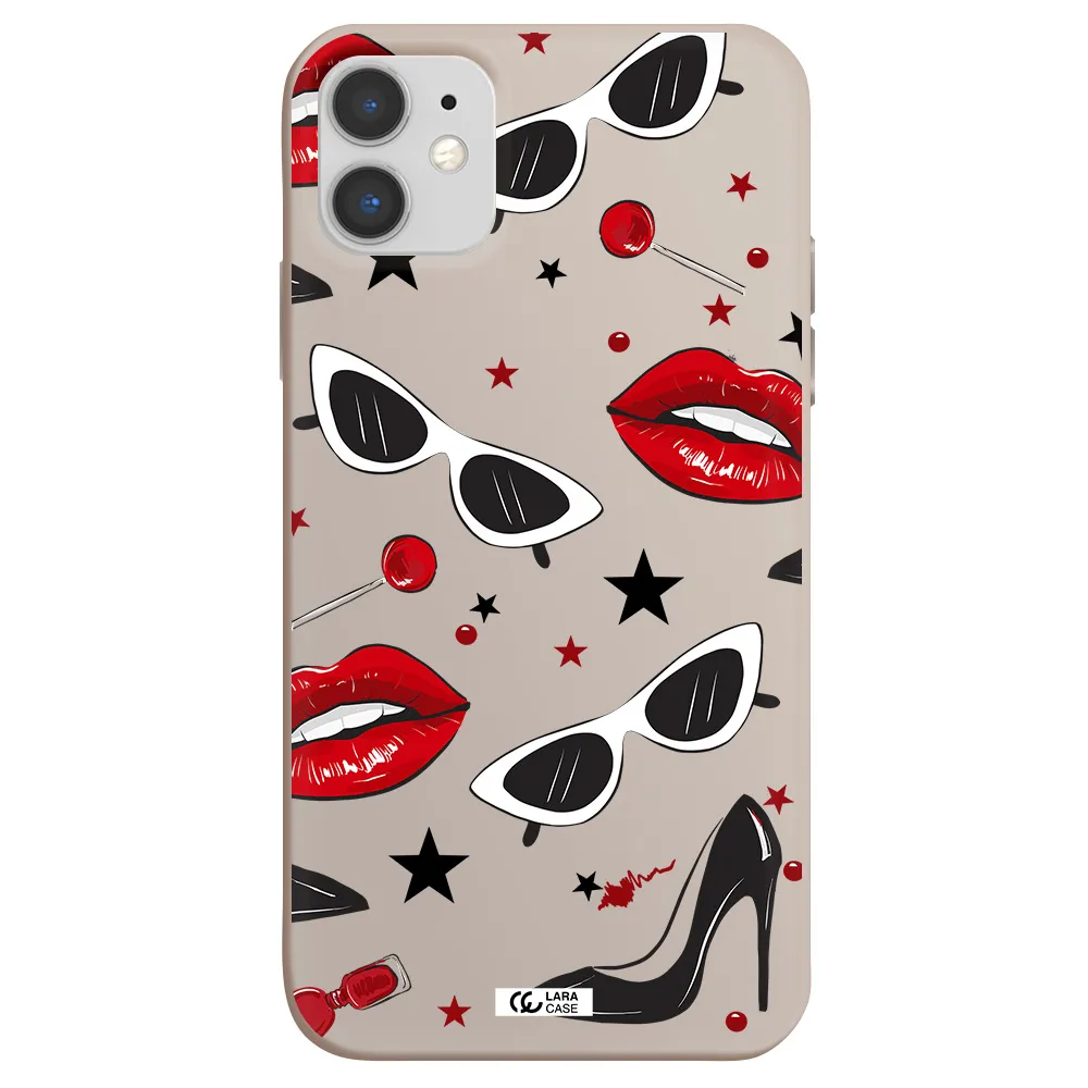 Red Lips Apple iPhone 11 Silicone Stone Case