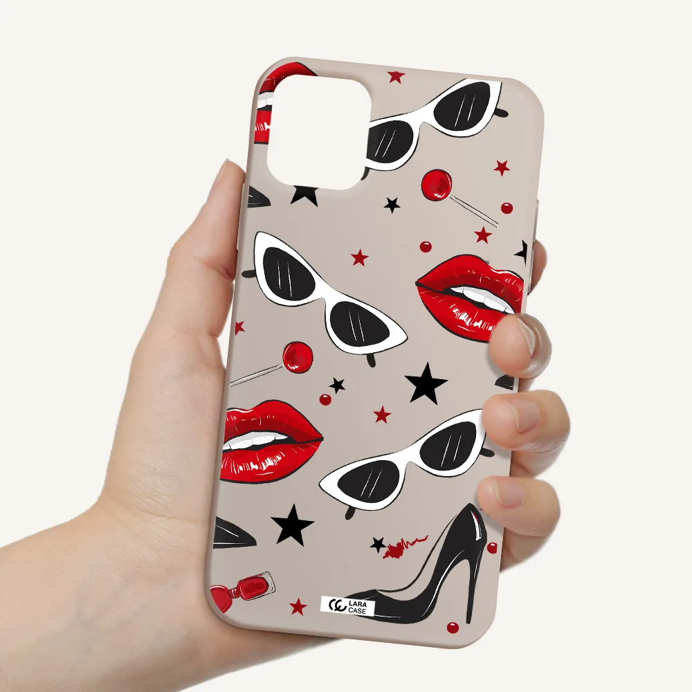 Red Lips Apple iPhone 11 Silicone Stone Case