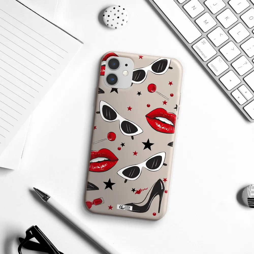 Red Lips Apple iPhone 11 Silicone Stone Case