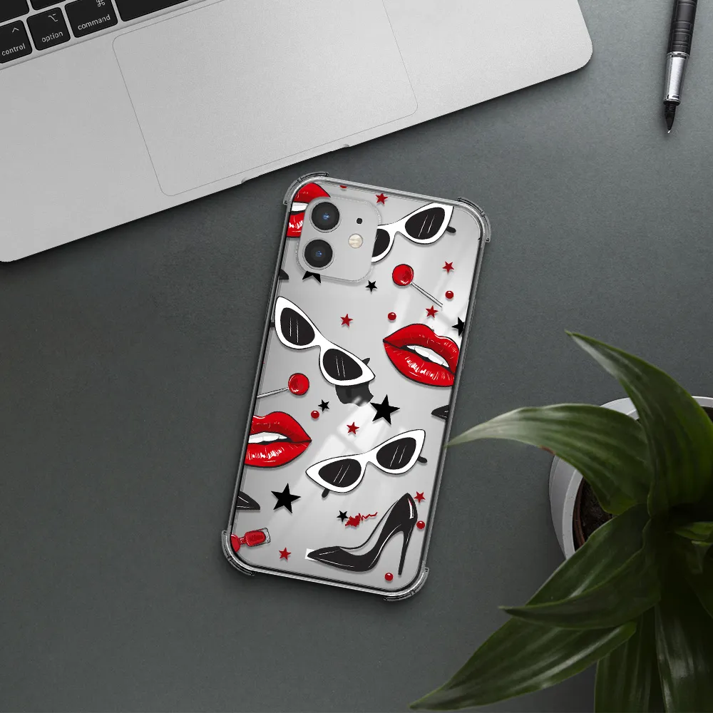Red Lips Apple iPhone 12 Clear PC Case
