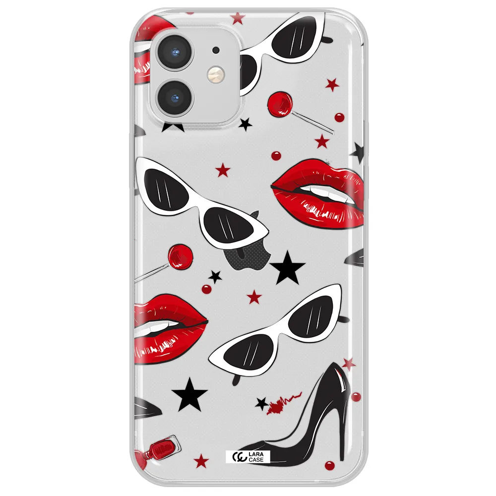 Red Lips Apple iPhone 12 Clear TPU Case