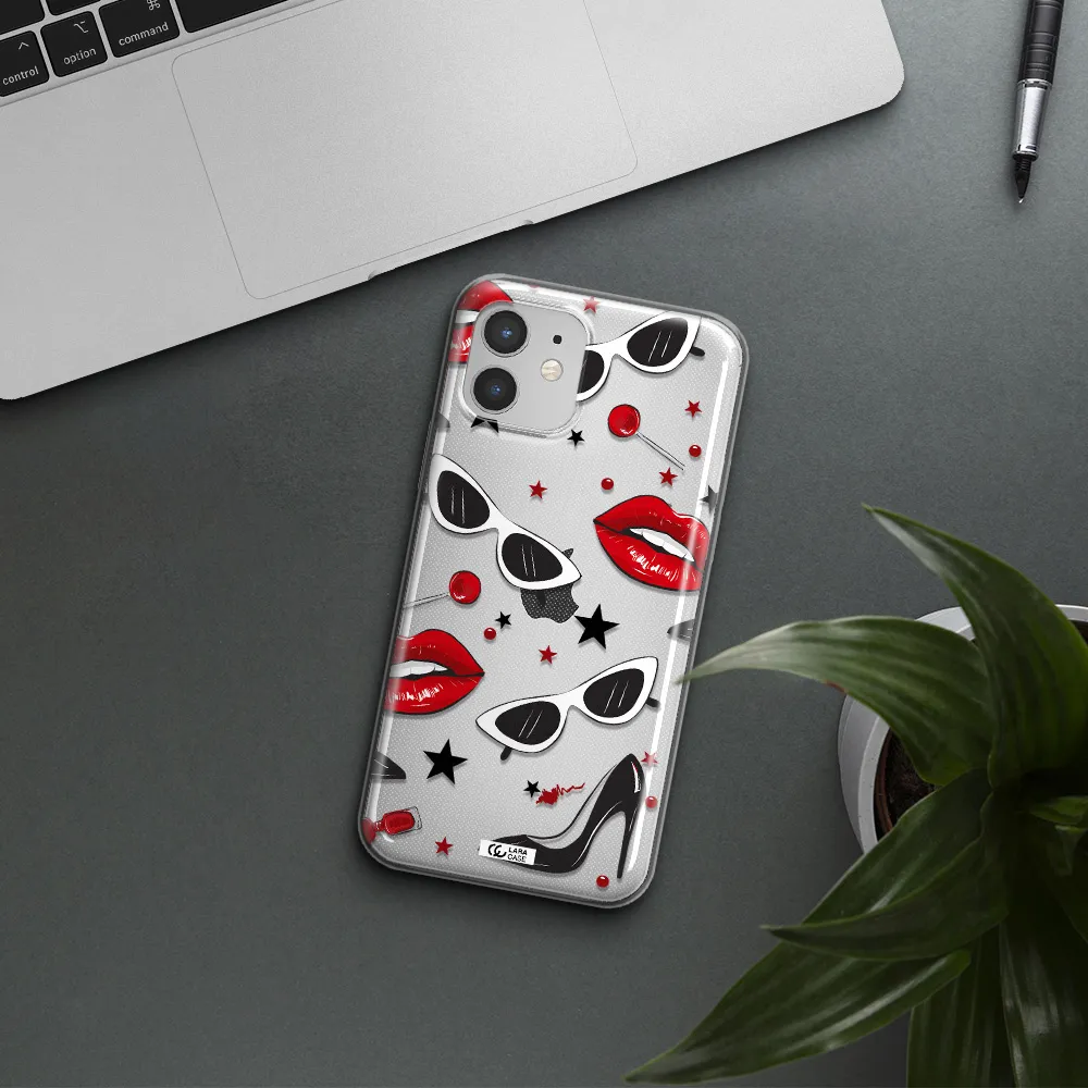 Red Lips Apple iPhone 12 Clear TPU Case