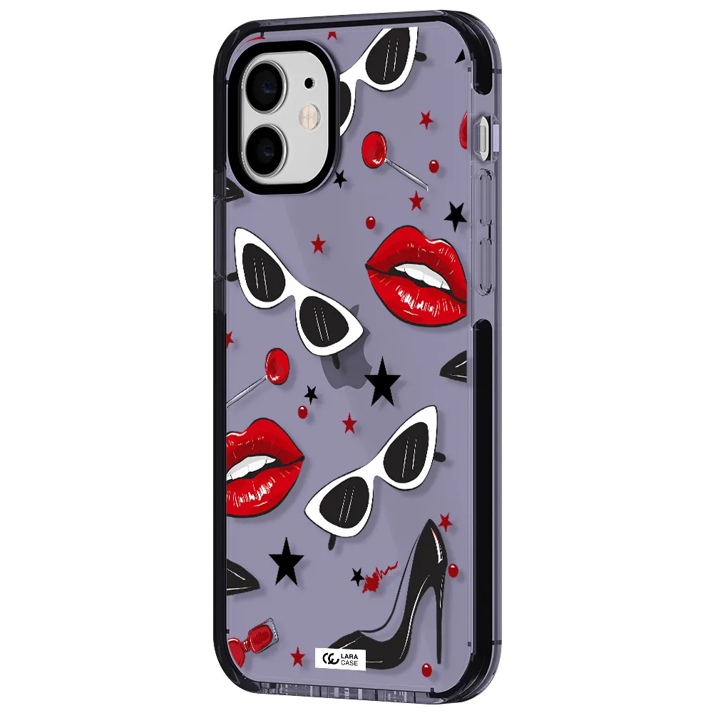 Red Lips Apple iPhone 12 impact Lilac Case