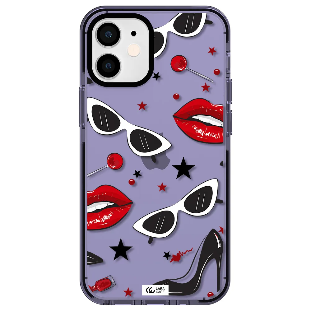Red Lips Apple iPhone 12 mini impact Lilac Case
