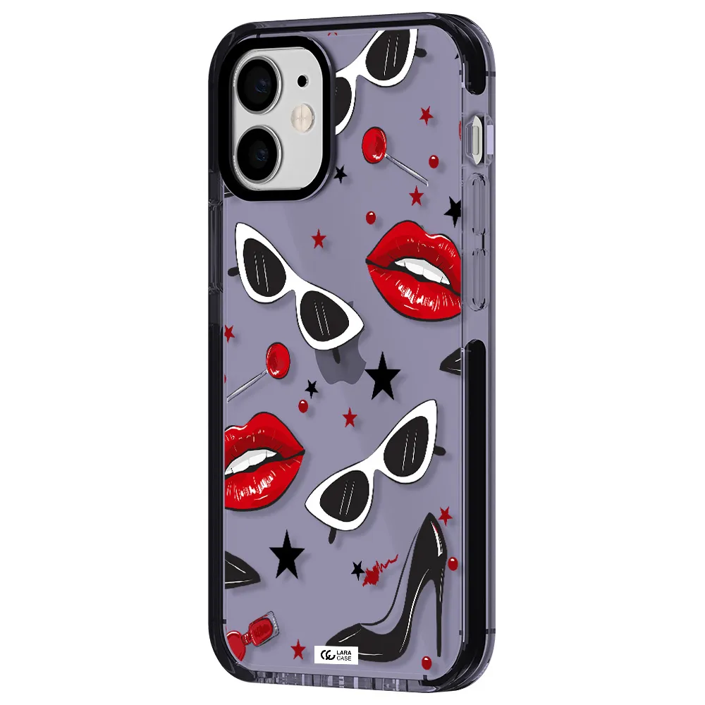 Red Lips Apple iPhone 12 mini impact Lilac Case