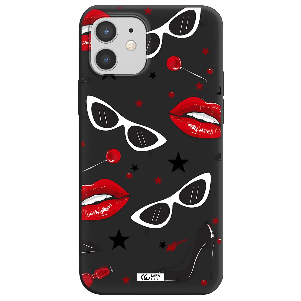Red Lips Apple iPhone 12 mini Silicone black Case