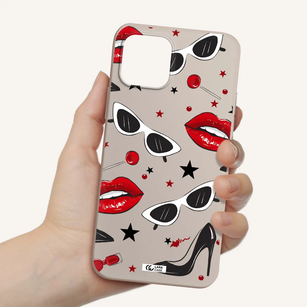 Red Lips Apple iPhone 12 mini Silicone Stone Case