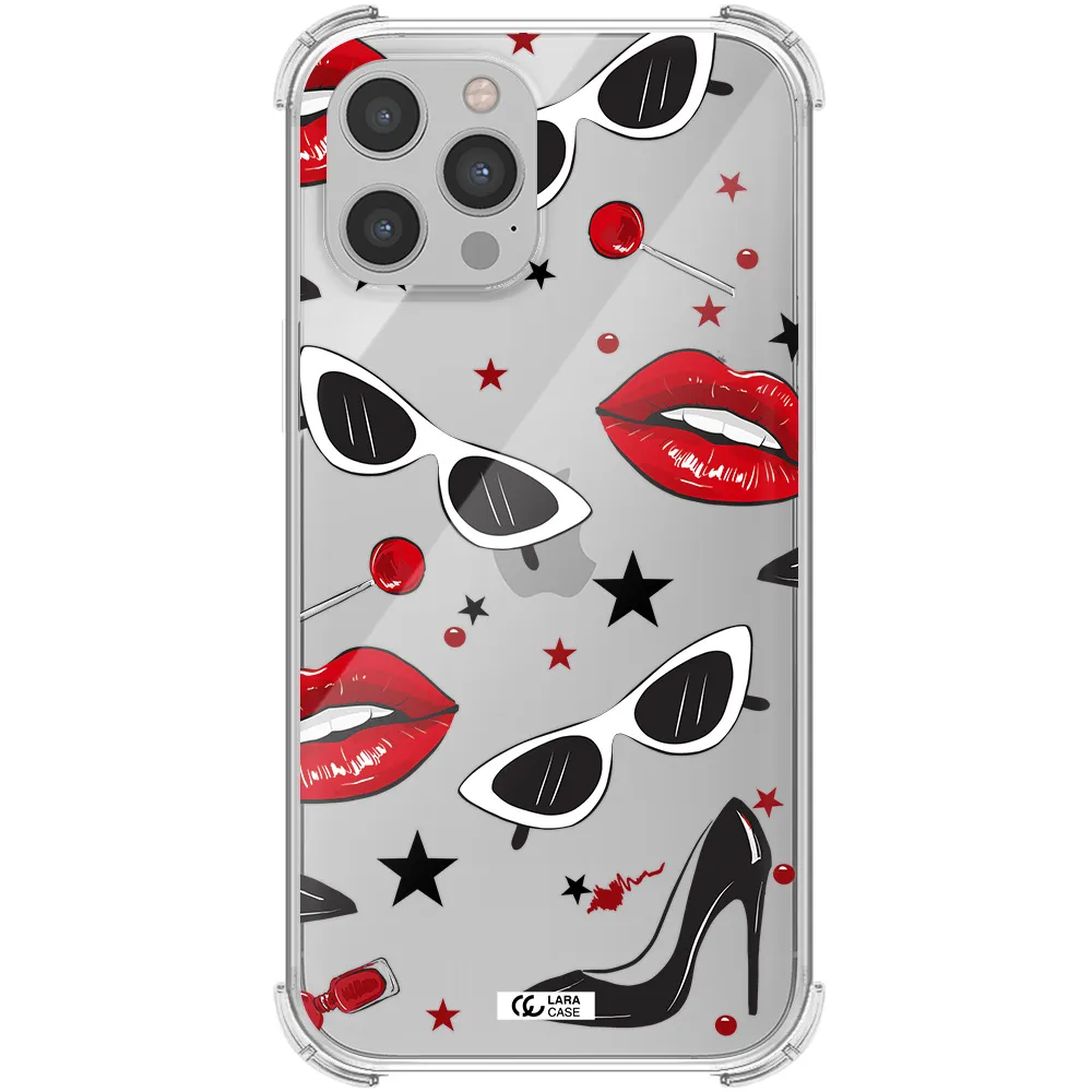 Red Lips Apple iPhone 12 pro Clear PC Case