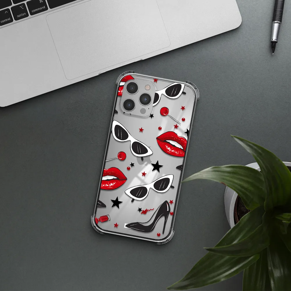 Red Lips Apple iPhone 12 pro Clear PC Case