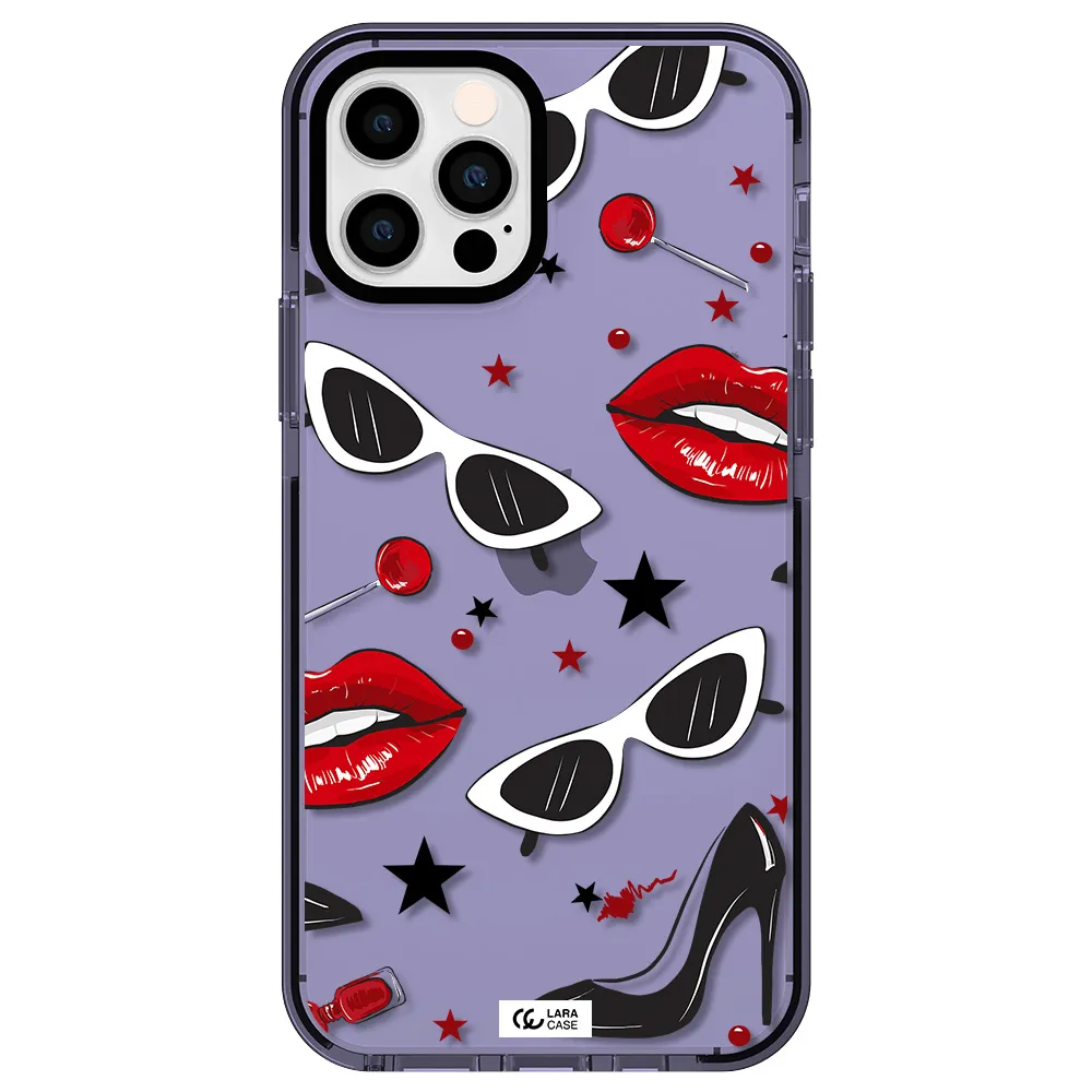 Red Lips Apple iPhone 12 pro impact Lilac Case