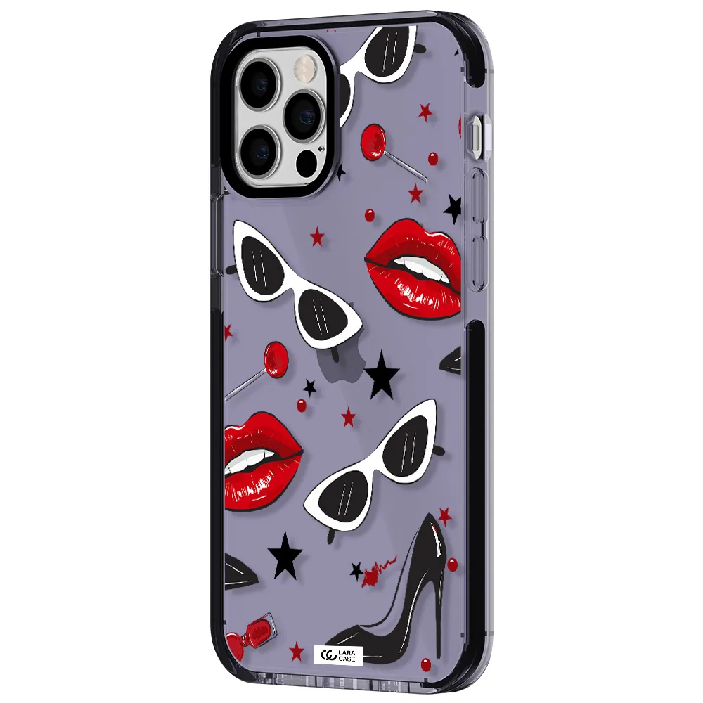 Red Lips Apple iPhone 12 pro impact Lilac Case