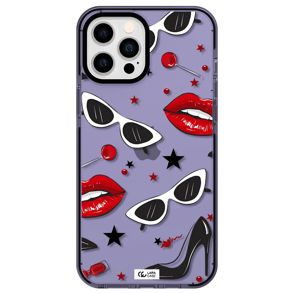 Red Lips Apple iPhone 12 pro max impact Lilac Case