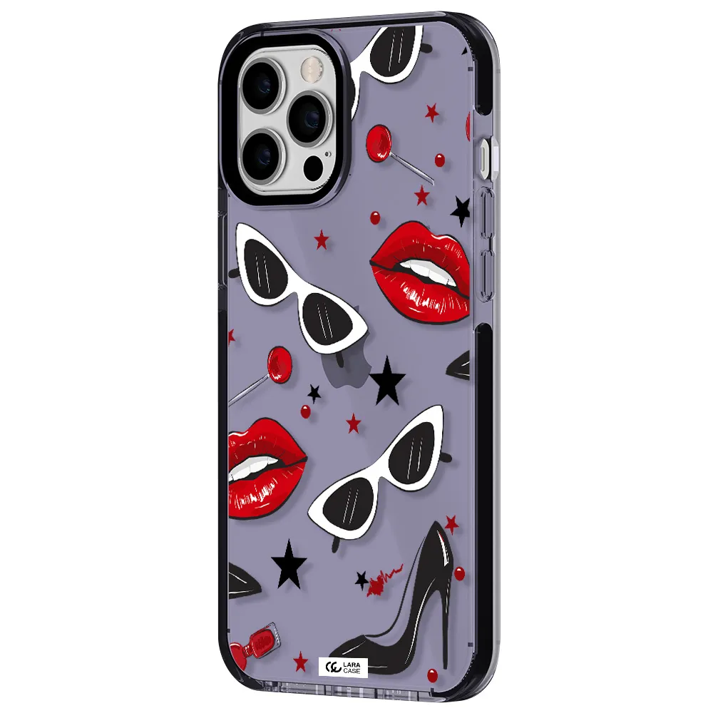 Red Lips Apple iPhone 12 pro max impact Lilac Case