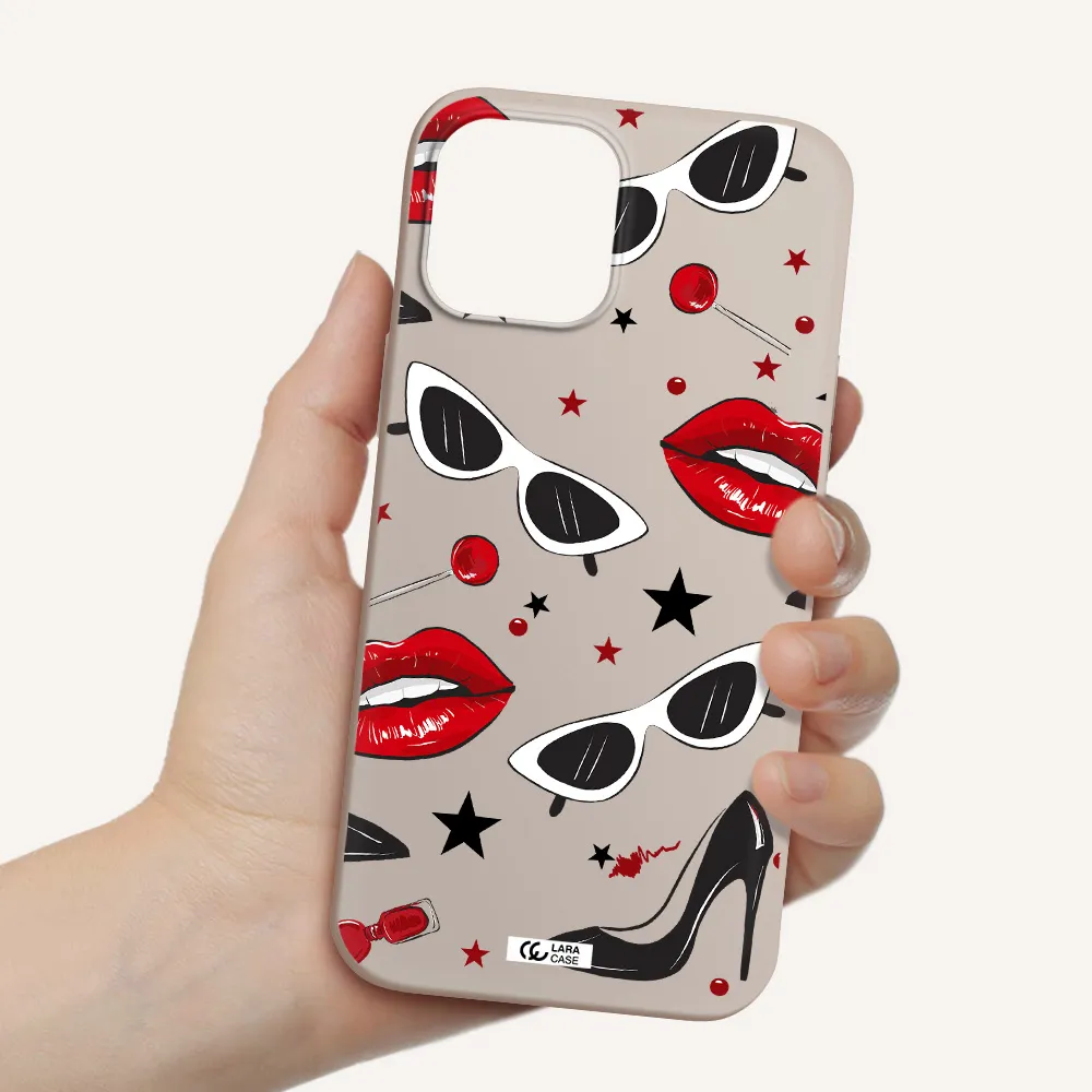 Red Lips Apple iPhone 12 pro max Silicone Stone Case
