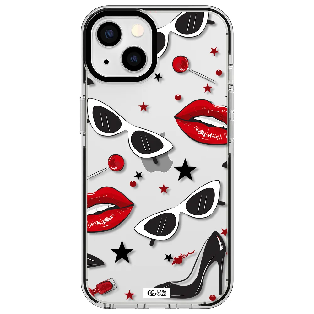 Red Lips Apple iPhone 13 impact black border Case
