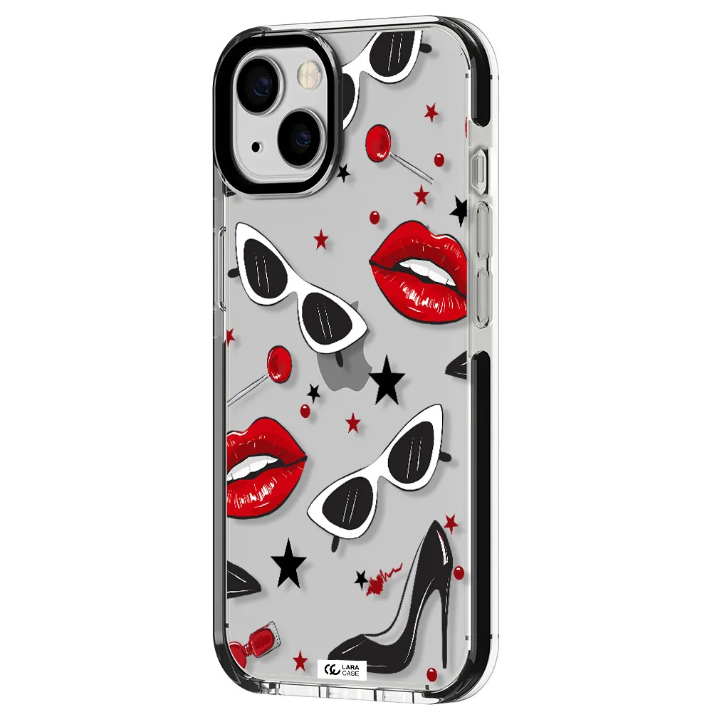 Red Lips Apple iPhone 13 impact black border Case