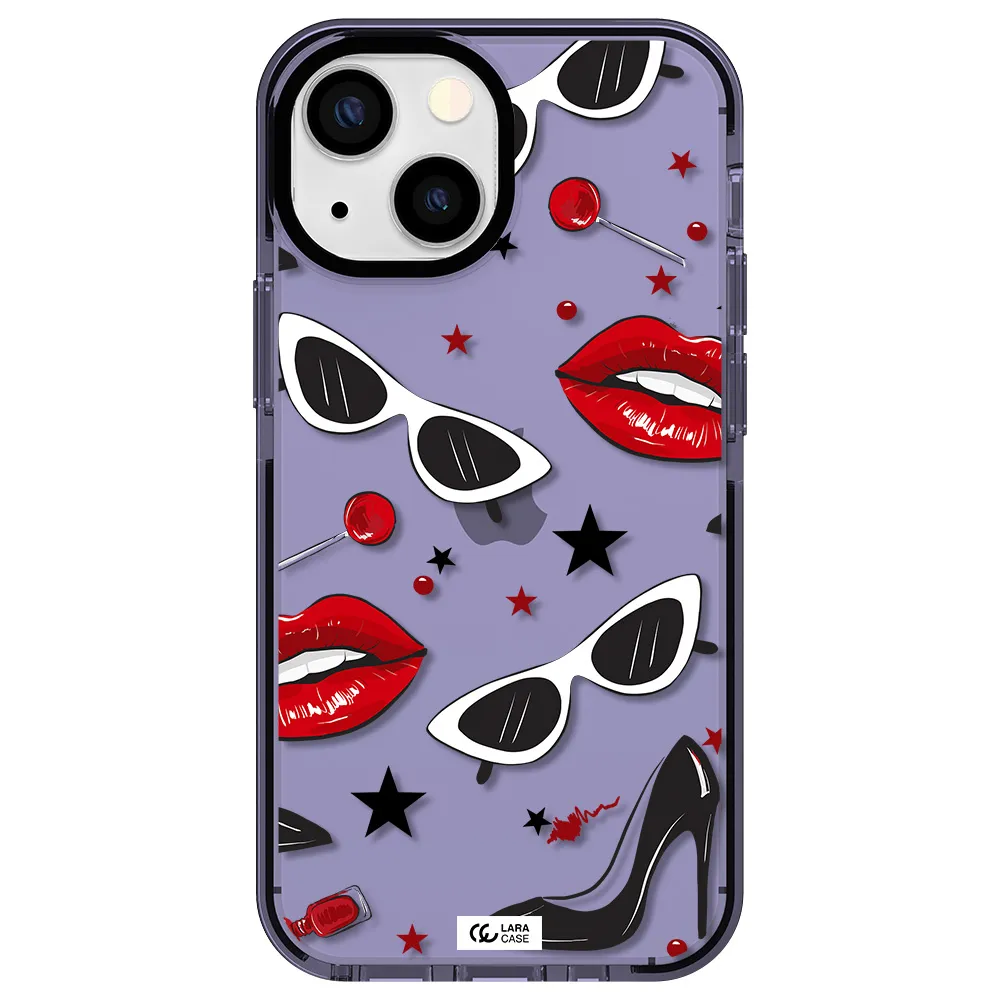 Red Lips Apple iPhone 13 mini impact Lilac Case