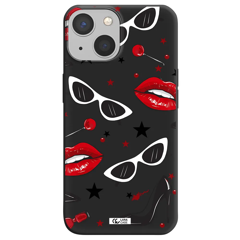 Red Lips Apple iPhone 13 mini Silicone black Case