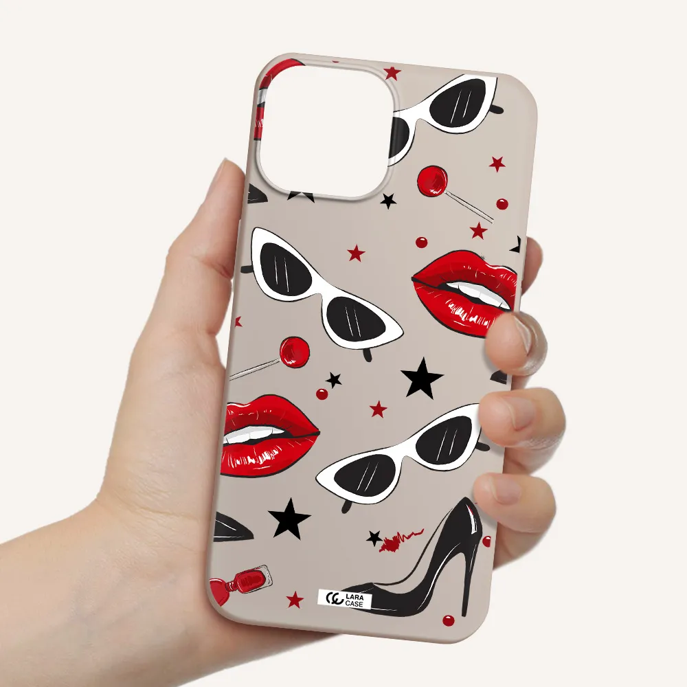Red Lips Apple iPhone 13 mini Silicone Stone Case