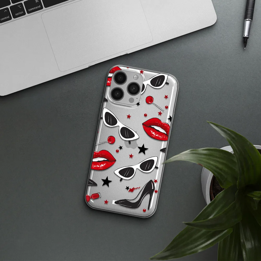 Red Lips Apple iPhone 13 Pro Clear TPU Case