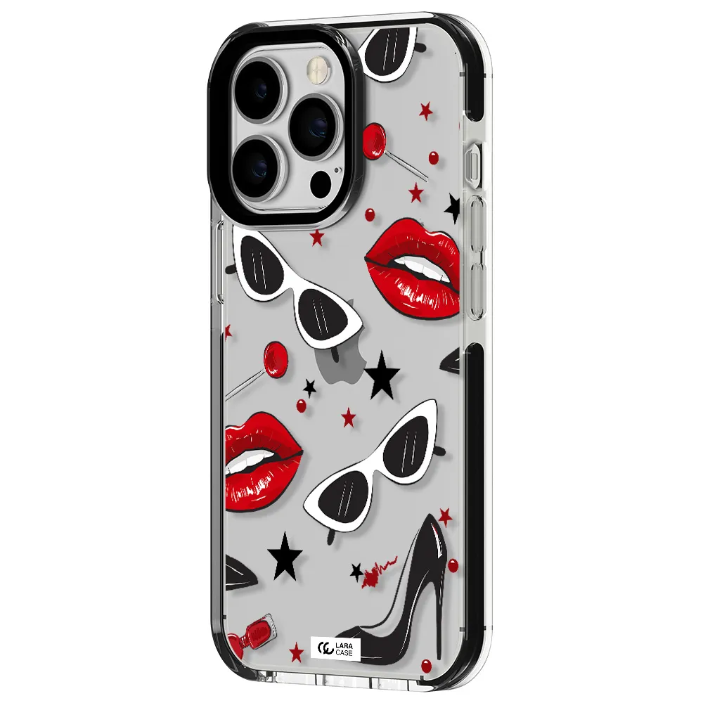 Red Lips Apple iPhone 13 Pro impact black border Case