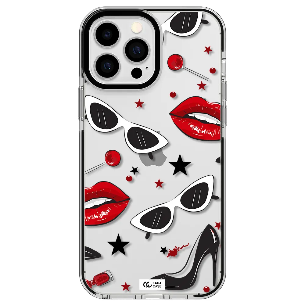 Red Lips Apple iPhone 13 Pro Max impact black border Case