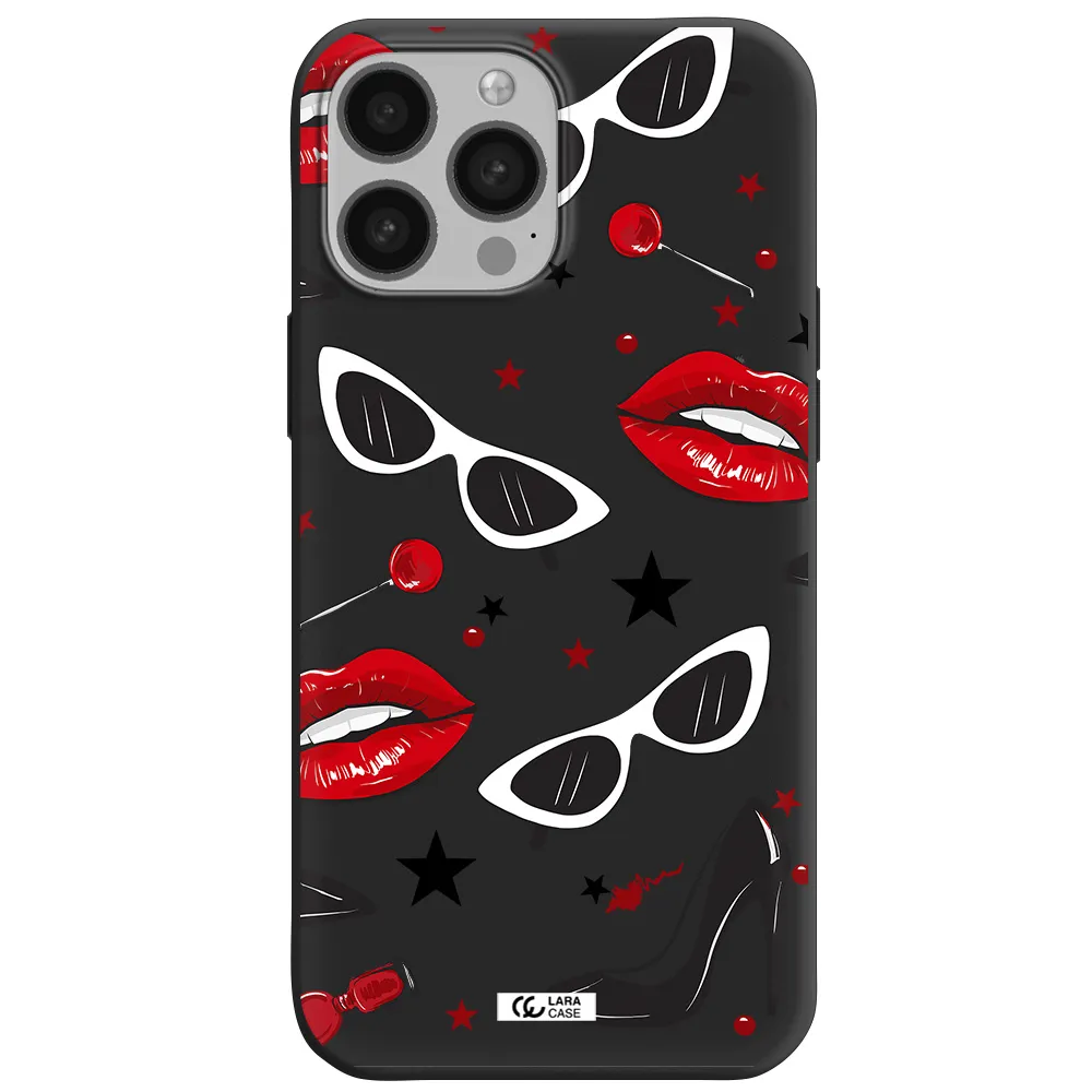 Red Lips Apple iPhone 13 Pro Max Silicone black Case