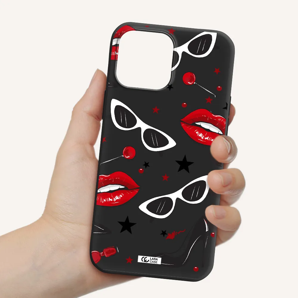 Red Lips Apple iPhone 13 Pro Max Silicone black Case