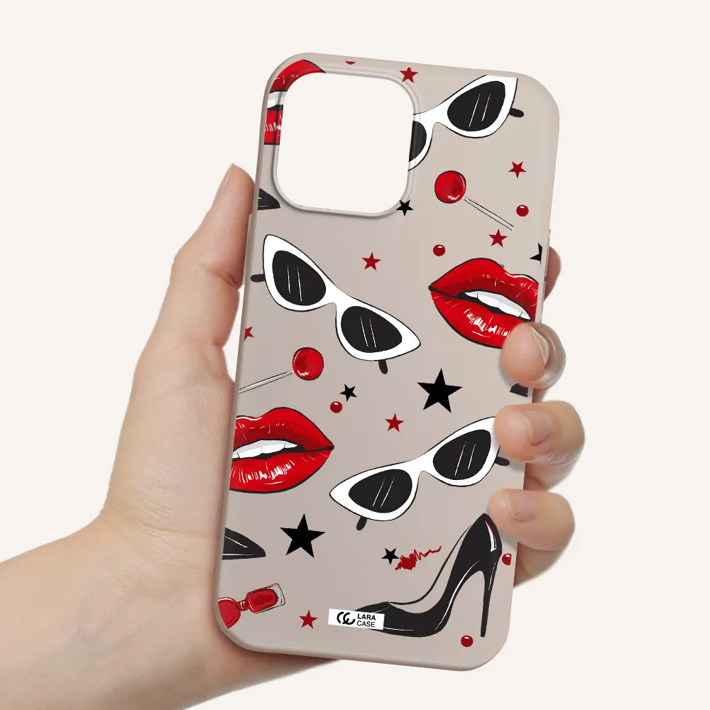 Red Lips Apple iPhone 13 Pro Max Silicone Stone Case