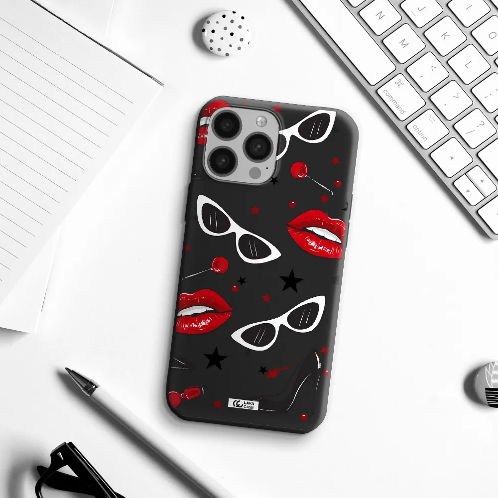 Red Lips Apple iPhone 13 Pro Silicone black Case