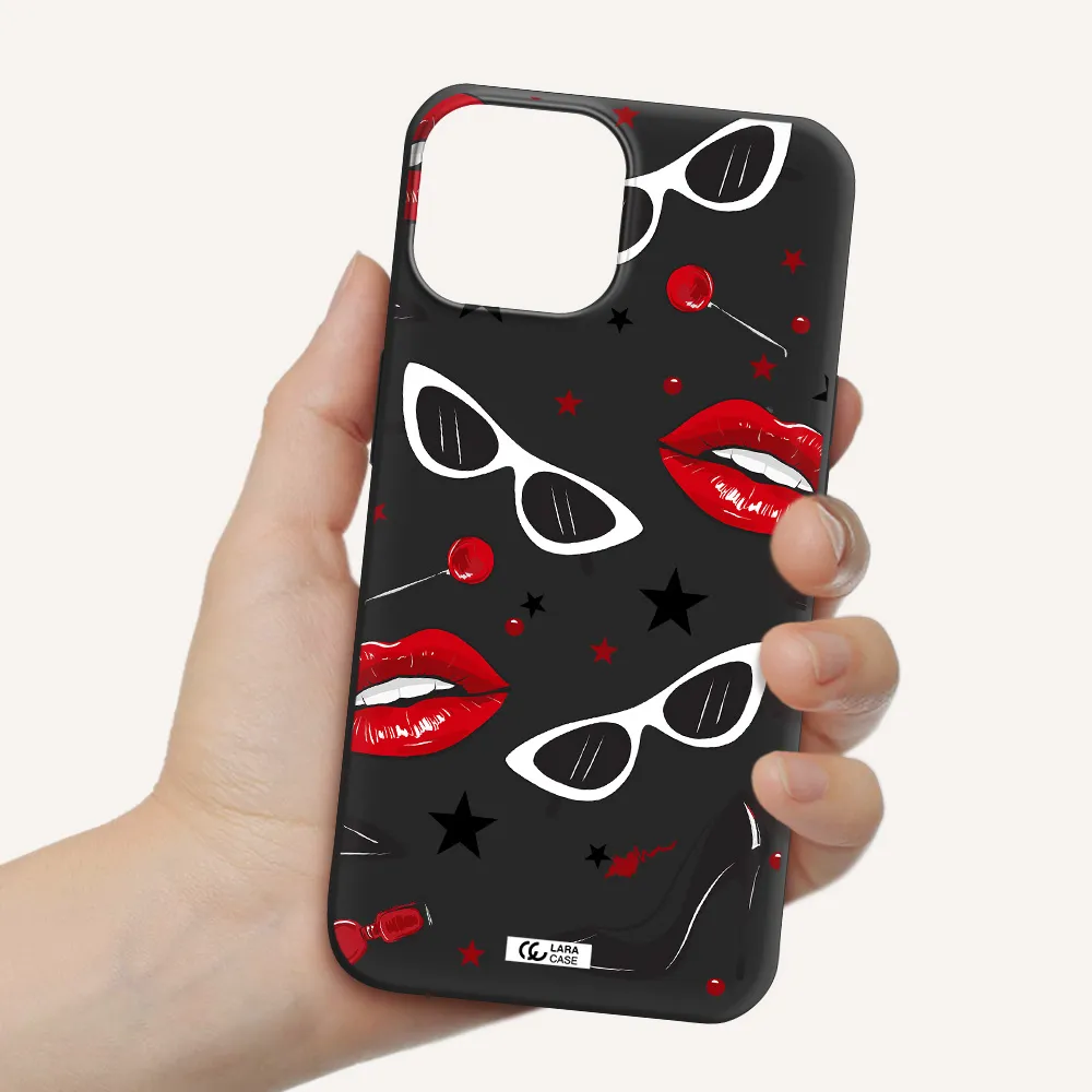 Red Lips Apple iPhone 13 Silicone black Case