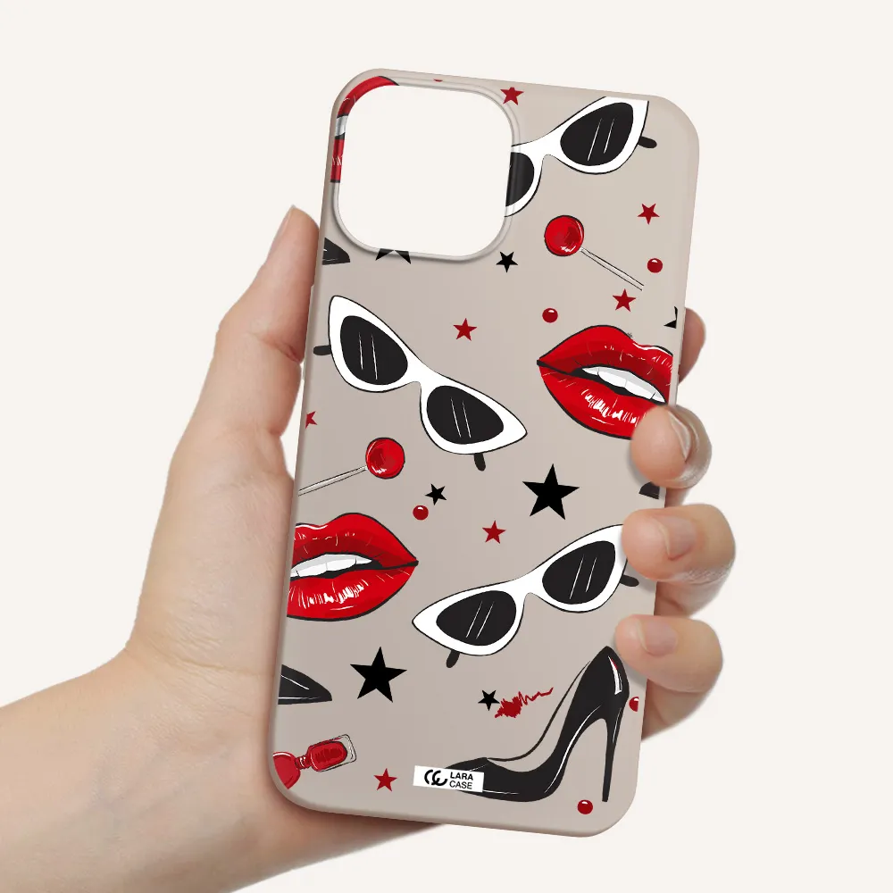 Red Lips Apple iPhone 13 Silicone Stone Case