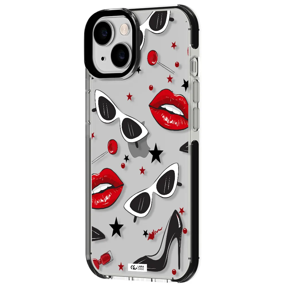 Red Lips Apple iPhone 14 impact black border Case