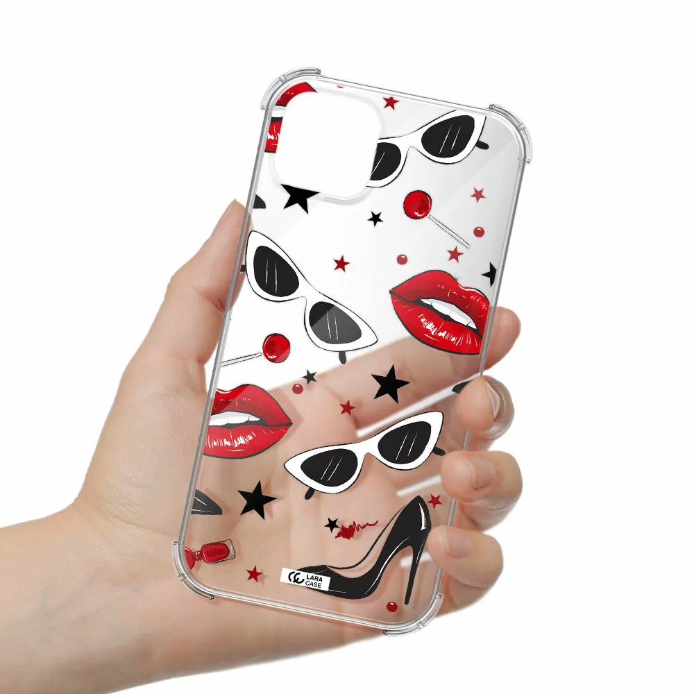 Red Lips Apple iPhone 14 plus Clear PC Case