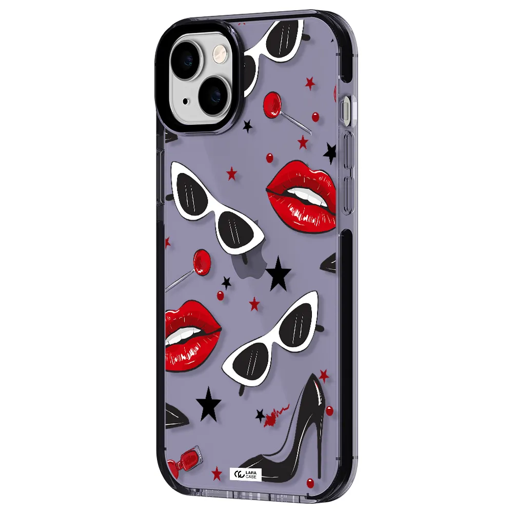 Red Lips Apple iPhone 14 plus impact Lilac Case