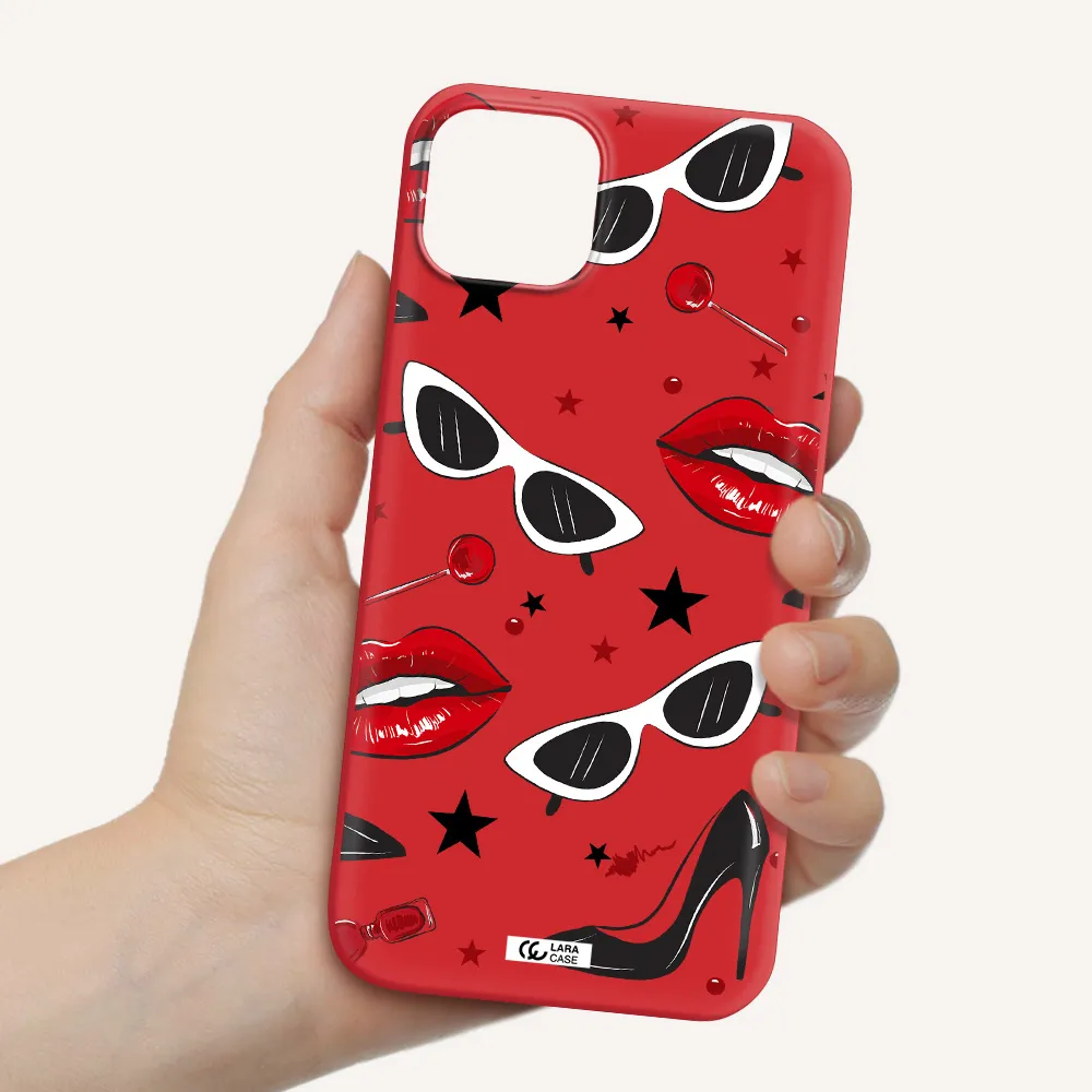 Red Lips Apple iPhone 14 plus Silicone Imperial Red Case