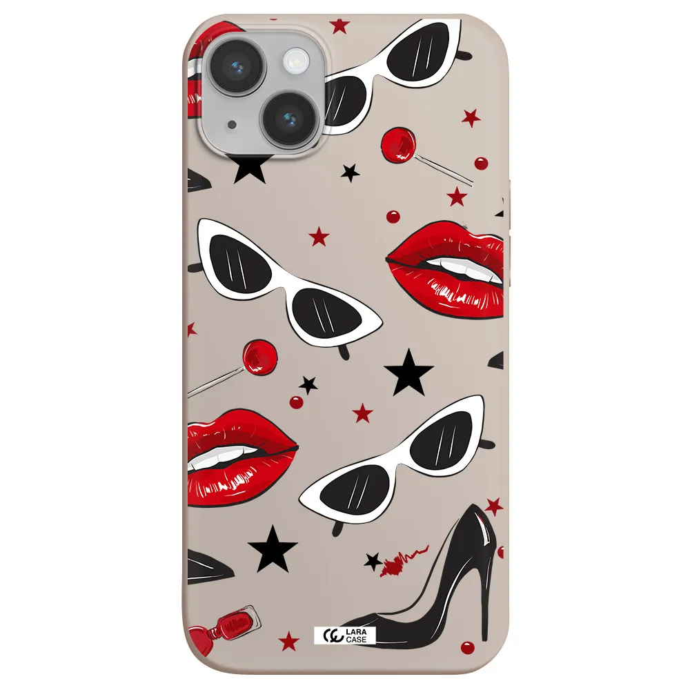 Red Lips Apple iPhone 14 plus Silicone Stone Case