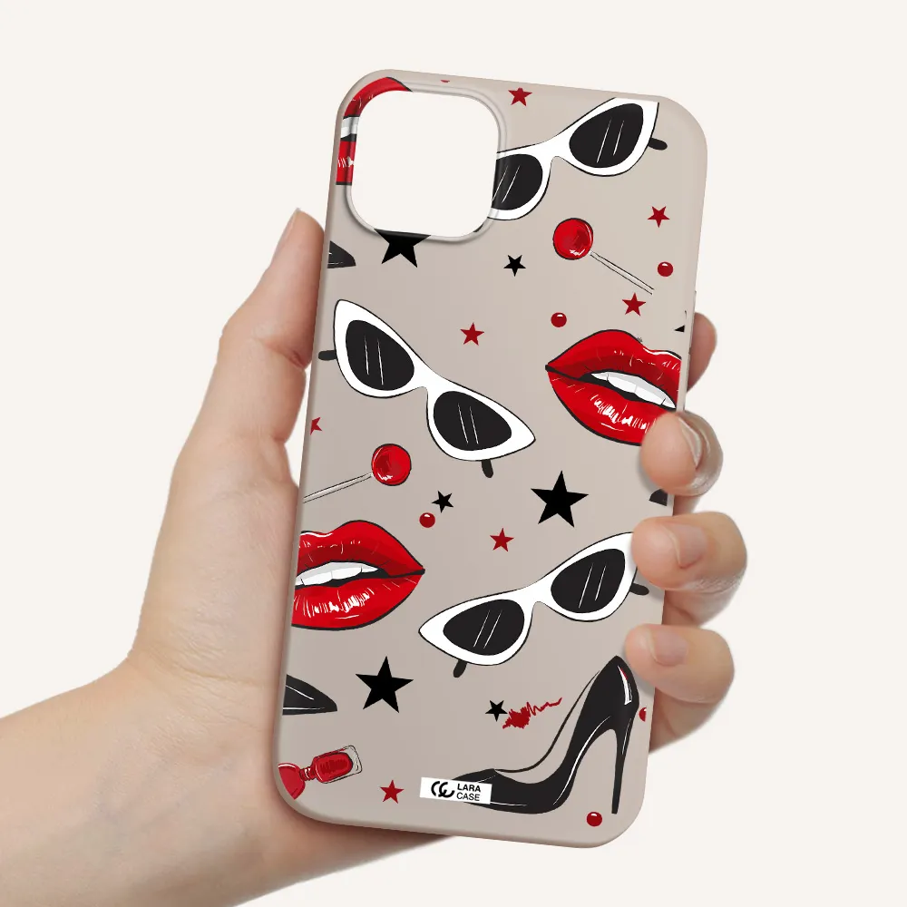 Red Lips Apple iPhone 14 plus Silicone Stone Case