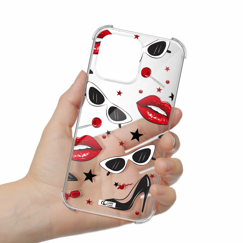 Red Lips Apple iPhone 14 pro Clear PC Case