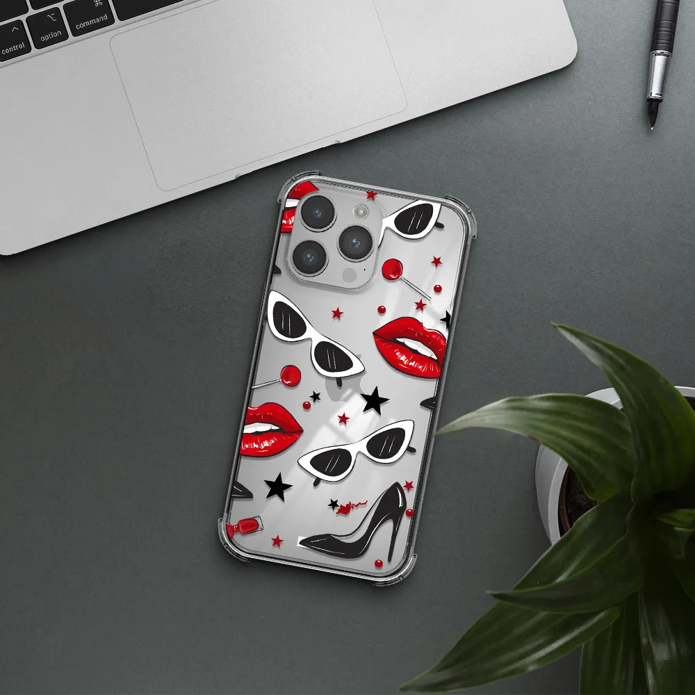 Red Lips Apple iPhone 14 pro Clear PC Case
