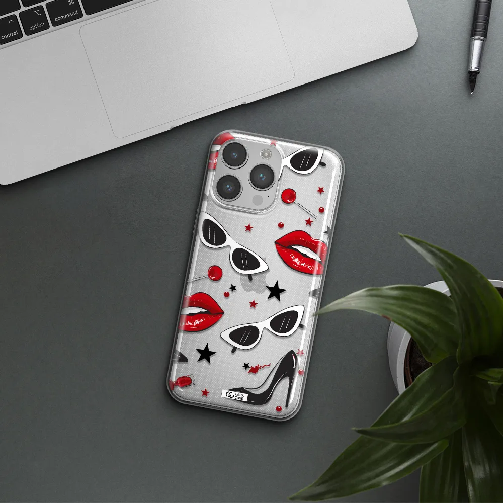 Red Lips Apple iPhone 14 pro Clear TPU Case