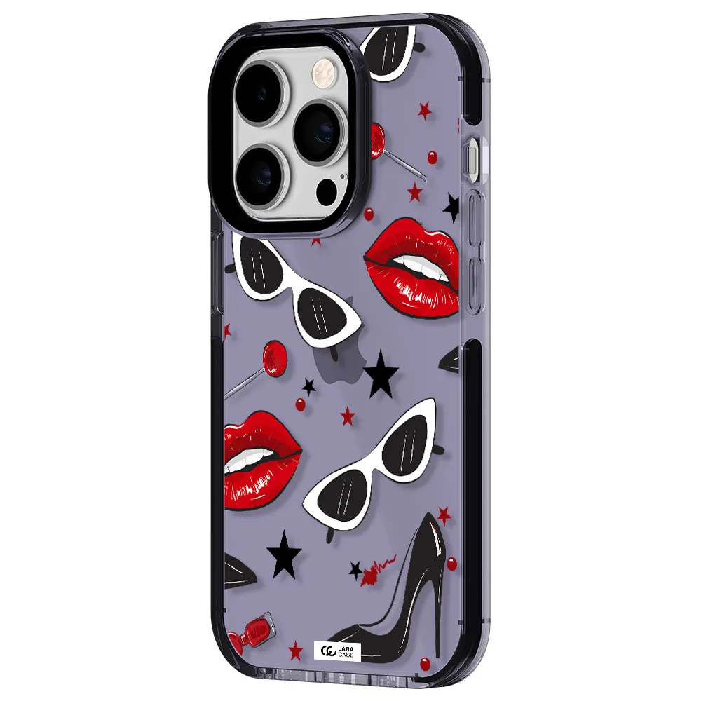 Red Lips Apple iPhone 14 pro impact Lilac Case