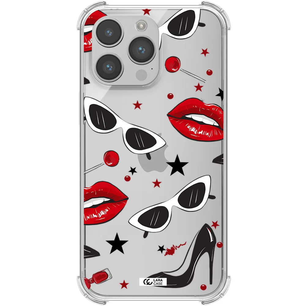 Red Lips Apple iPhone 14 pro max Clear PC Case