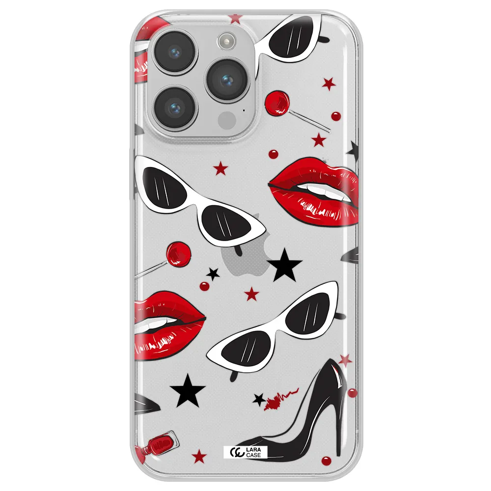 Red Lips Apple iPhone 14 pro max Clear TPU Case