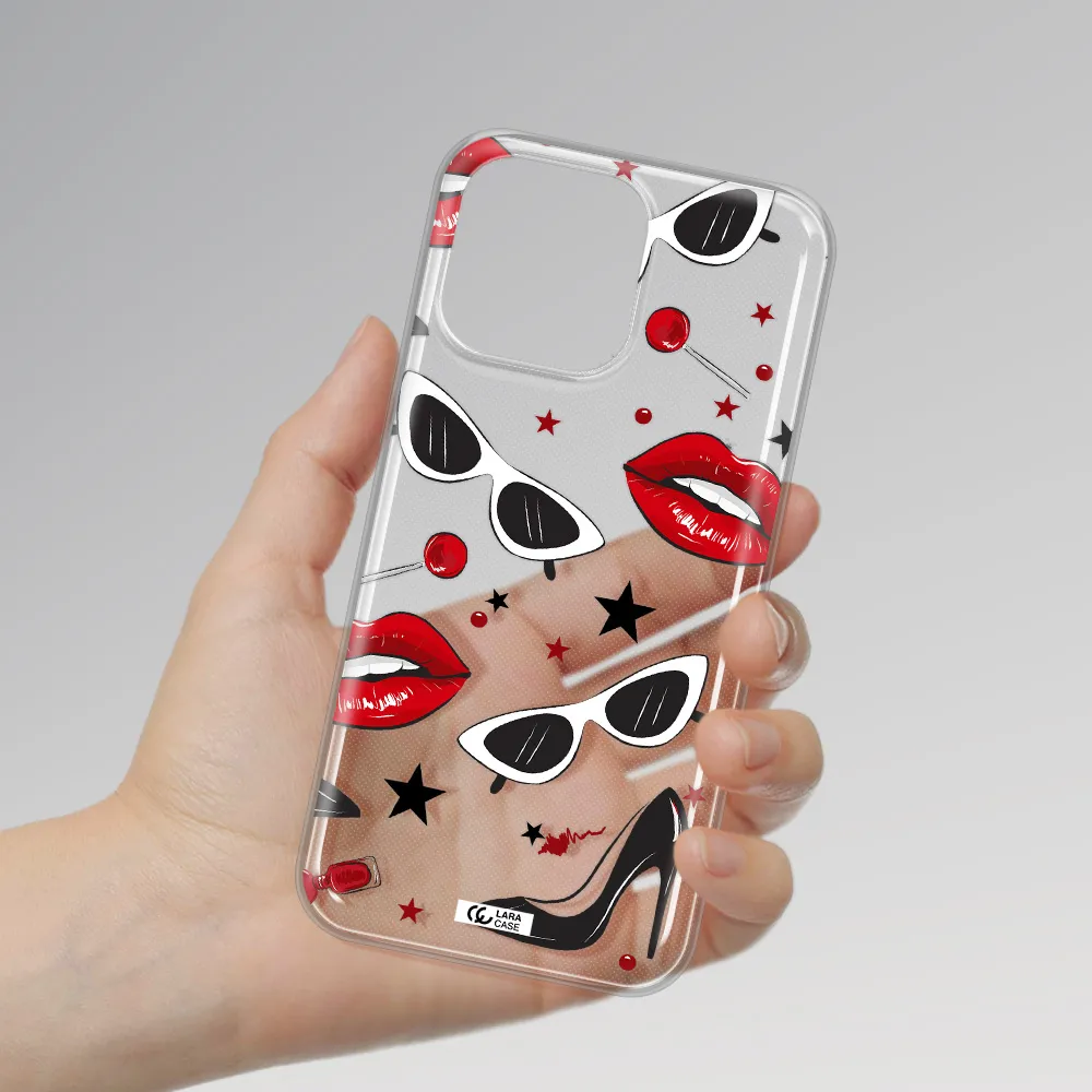Red Lips Apple iPhone 14 pro max Clear TPU Case