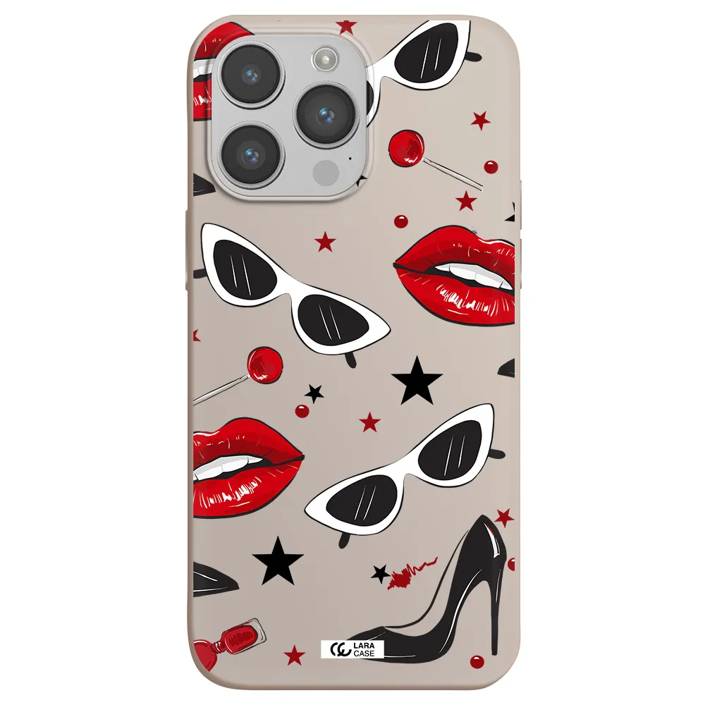 Red Lips Apple iPhone 14 pro max Silicone Stone Case
