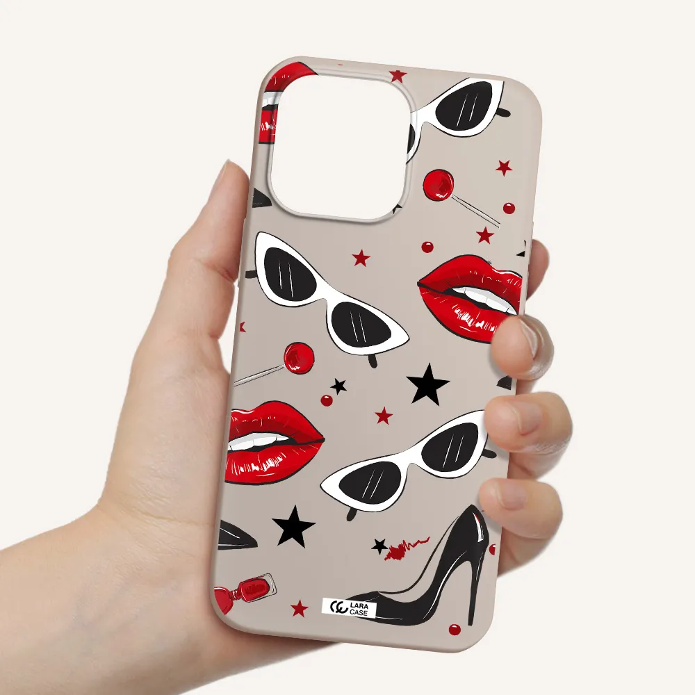 Red Lips Apple iPhone 14 pro max Silicone Stone Case